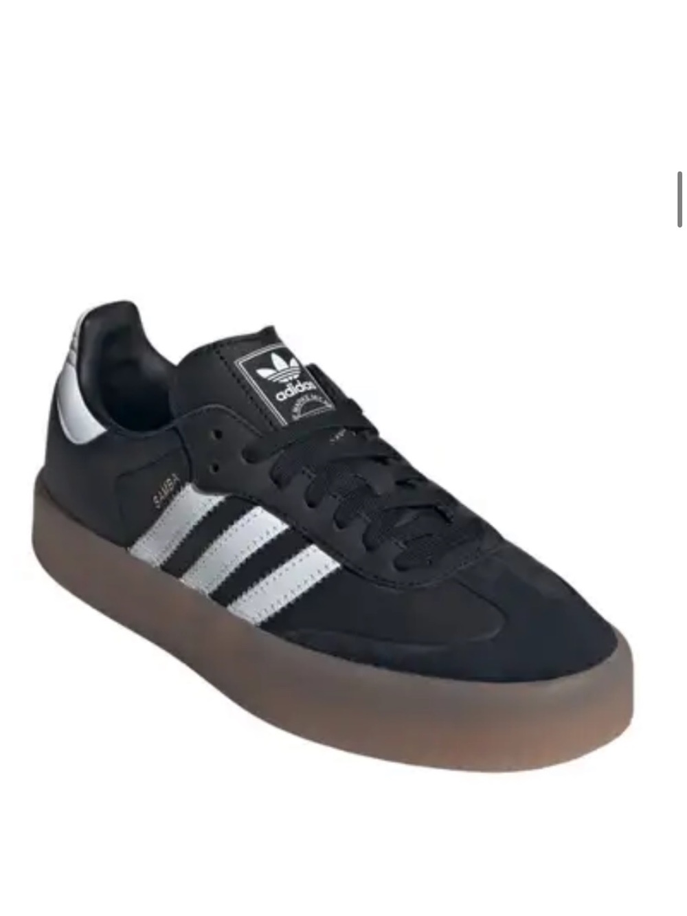 adidas Black sambae Sneakers with white Stripes and Gum Sole